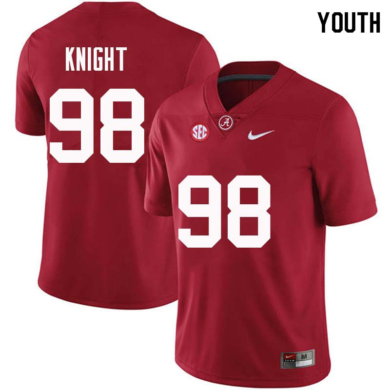 Alabama Crimson Tide Youth Preston Knight #98 Crimson NCAA Nike Authentic Stitched College Football Jersey DD16O67JW